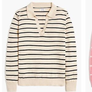 NWT J. Crew Striped cotton blend w/ cashmere polo. Size M. Retail $98